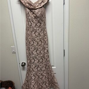 Jovani Elegant Lace Gown in Taupe - Mother of the Bride / Wedding Guest